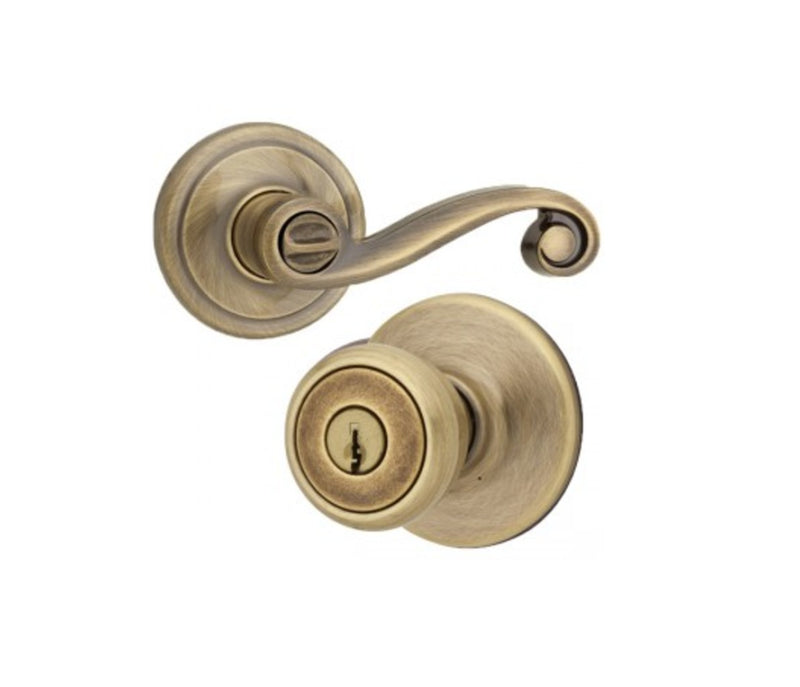 Kwikset 400LL 5 RCAL RCS LH Antique Brass Lido Entry Lever 94002-114