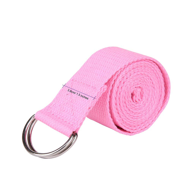 Exerz Yoga Gear Set 4 Pieces - Wheel / 2 Blocks/Belt - for Yoga, Pilates, Other Fitness Workouts - Stretch, Balance, Support - for All Levels (Yoga Wheel Set - Pink)