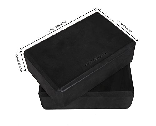 Exerz Yoga Wheel Block Belt 4pcs Essential Set - incl. 1 x Wheel; 2 x Blocks; 1 x Belt - For Yoga, Pilates, and Other Fitness Workouts - Stretch, Balance, Support (Black)