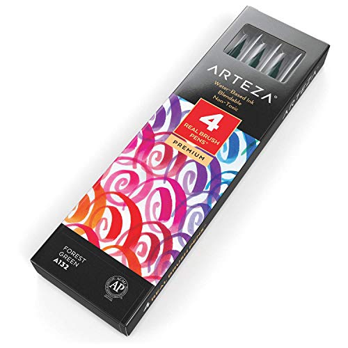 Arteza Real Brush Pens, A132 Forest Green - 4 Pack