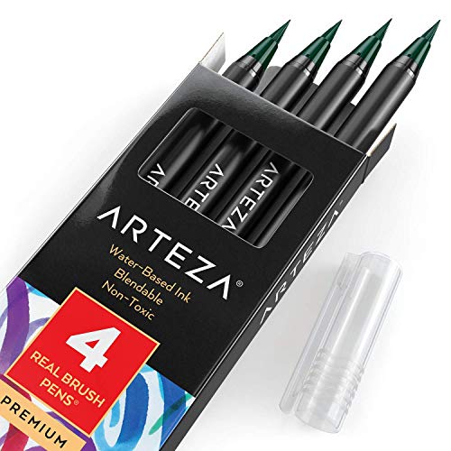 Arteza Real Brush Pens, A132 Forest Green - 4 Pack