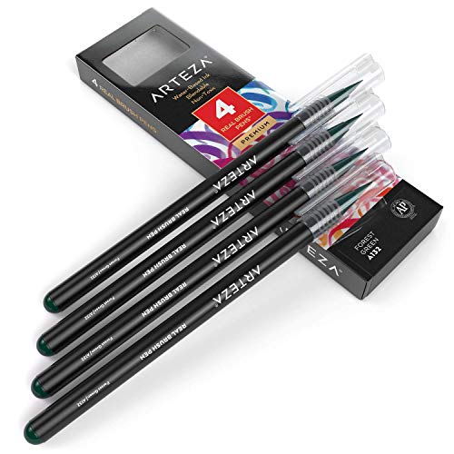 Arteza Real Brush Pens, A132 Forest Green - 4 Pack