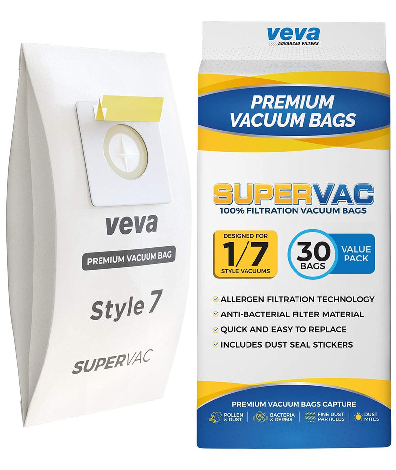 30 Pack Style 7 Vacuum Bags for Bissell Upright Vacuum Cleaner, Premium SuperVac Vacuum Bags Part # 32120