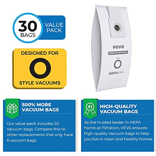 30 Pack Type O 53294 HEPA Vacuum Bags for Kenmore Upright Vacuum Cleaners, Style O, 5068, 50688, 50690, 50105, 53293