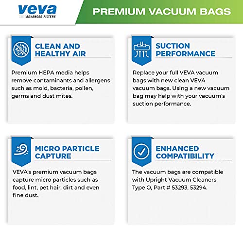 30 Pack Type O 53294 HEPA Vacuum Bags for Kenmore Upright Vacuum Cleaners, Style O, 5068, 50688, 50690, 50105, 53293
