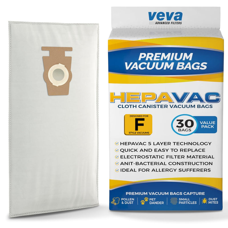 30 Pack HEPA Filter Bags Style F for Kirby Vacuum 204811, 204814, 205811, Avalir I, II, Sentria I, II, Ultimate G, Diamond, G3, G4, G5, G6, G7