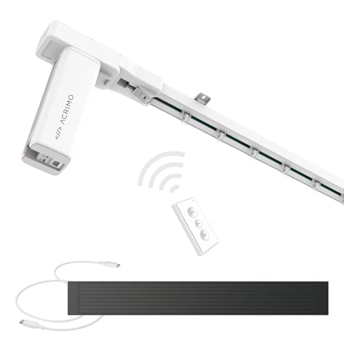 ACRIMO Solar Powered Motorized Curtain Rail, ACRIMO Smart Curtain Rail Kit Without Electrical Installation, Length up to 4 meters