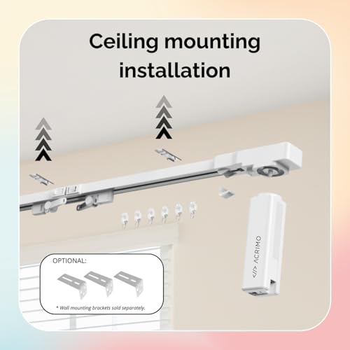 ACRIMO Solar Powered Motorized Curtain Rail, ACRIMO Smart Curtain Rail Kit Without Electrical Installation, Length up to 4 meters