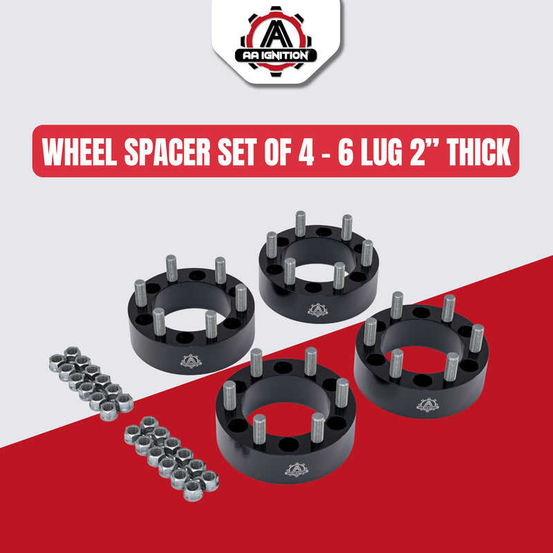 6x5.5 Wheel Spacers 2 Inch, Set of 4-6 Lug 50mm Wheel Centric Adapter - Fits Chevy, GMC & Cadillac - 1999-2022 Silverado, Sierra, Avalanche, Tahoe & Suburban - 6x139.7mm Bolt Pattern, M14x1.5 Studs