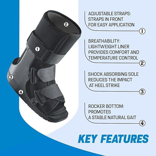 Centec Walker Boot (Non-Air) - Medical Grade Immobilization for Strains, Sprains & Stable Fractures | Breathable Material (Low Top, High Top) (LOW TOP/LARGE)