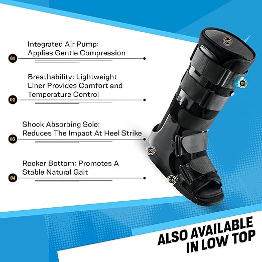 Centec Air Walker Boot - Medical Grade Immobilization for Strains, Sprains & Stable Fractures | Breathable Material (Low Top, High Top) (LOW TOP/XS)