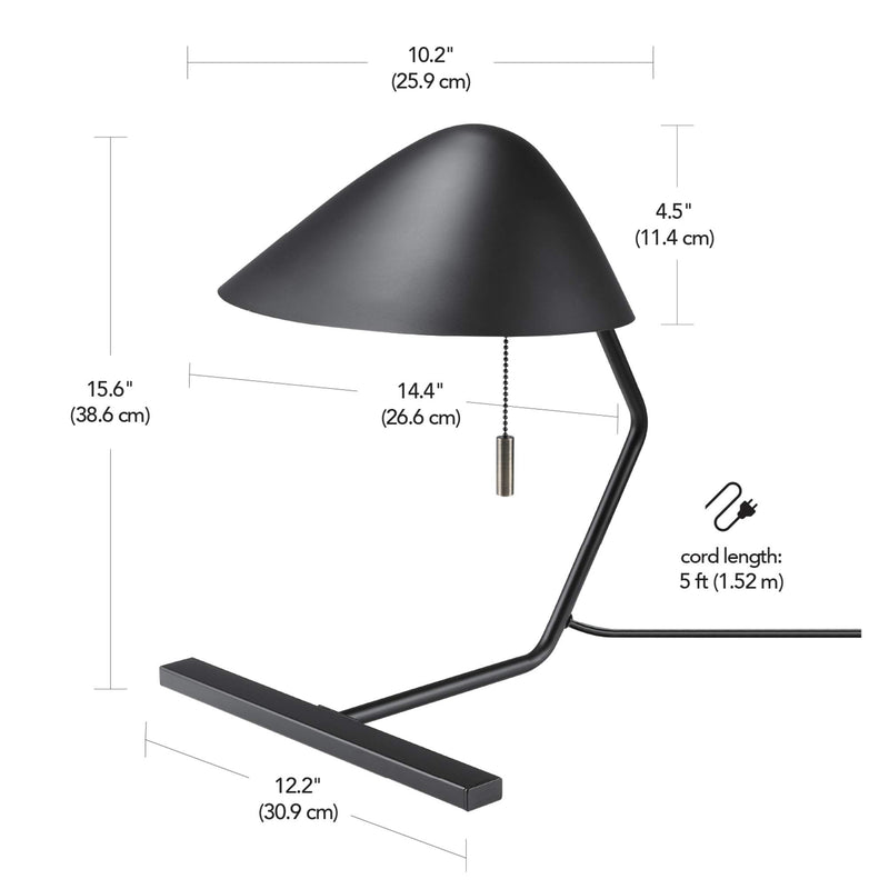 GLOBE Electric | 52910 Belgrove Mid-Century Modern Desk Lamp | Black