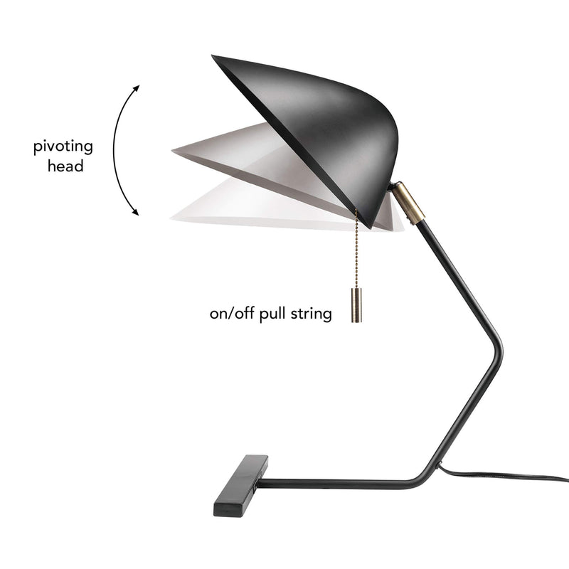 GLOBE Electric | 52910 Belgrove Mid-Century Modern Desk Lamp | Black