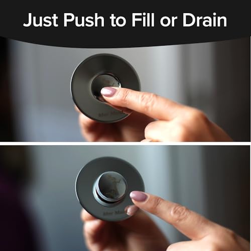 Mer-Maid Drain Magic AS SEEN ON TV Replace Broken or Missing Bathroom Drain Stoppers in Seconds, No Tools, Push To Fill, Hair Catcher Prevents Clogs, Watertight Silicone Seal,Chrome Plated Solid Brass