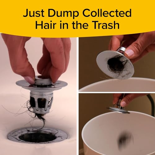 Mer-Maid Drain Magic AS SEEN ON TV Replace Broken or Missing Bathroom Drain Stoppers in Seconds, No Tools, Push To Fill, Hair Catcher Prevents Clogs, Watertight Silicone Seal,Chrome Plated Solid Brass