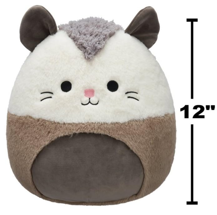 Squishmallows FuzzAMallow Official 12 inch Luanne The Grey and White Possum Rare - Child's Ultra Soft Plush Toy