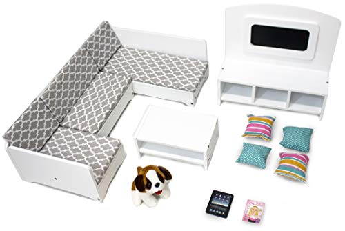 Playtime by Eimmie 18-Inch Doll Furniture Wooden Living Room Set & Accessories