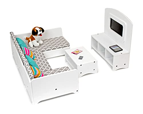 Playtime by Eimmie 18-Inch Doll Furniture Wooden Living Room Set & Accessories