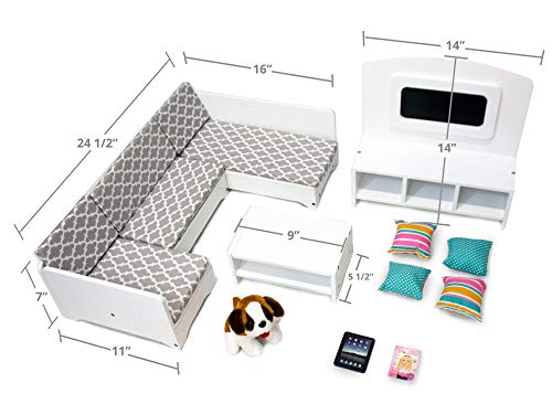Playtime by Eimmie 18-Inch Doll Furniture Wooden Living Room Set & Accessories