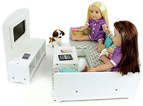 Playtime by Eimmie 18-Inch Doll Furniture Wooden Living Room Set & Accessories