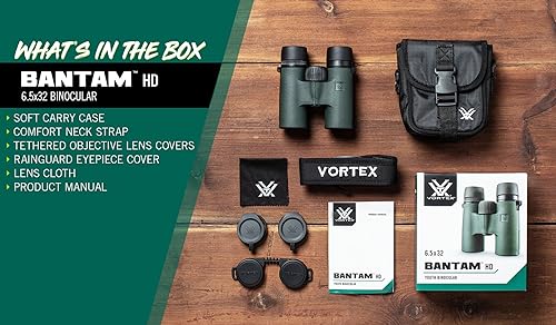 Vortex Bantam HD 6.5x32mm Compact Youth Binoculars - Waterproof & Shockproof Outdoor Optics