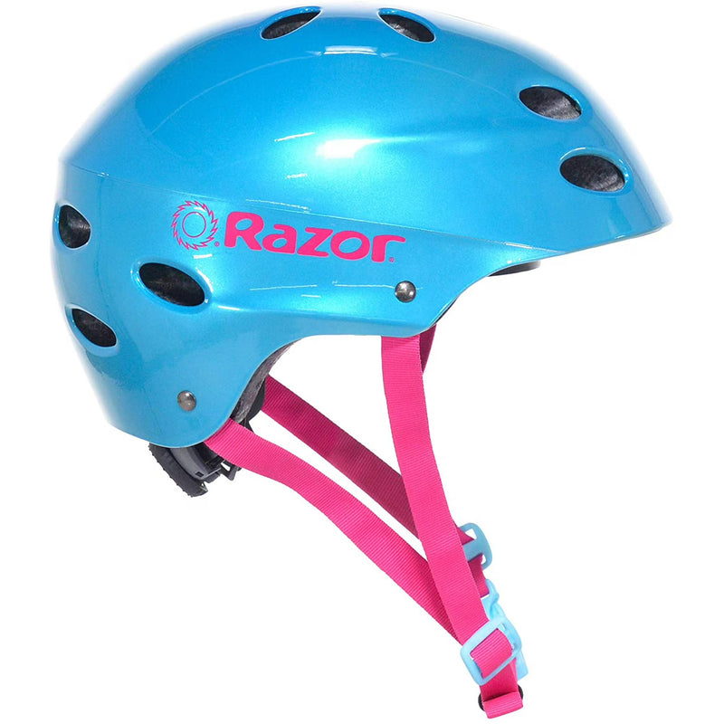 Razor V-12 Multi-Sport Helmet - CPSC Approved Kid’s Helmet with Adjustable Strap - Lightweight Kid’s Bike Helmet with Foam Padding for ?Cycling & Skateboarding | Blue