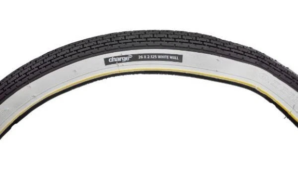 Charge Urban 26" x 2.125" Bike Tire – Classic White Wall Cruiser Tread – New
