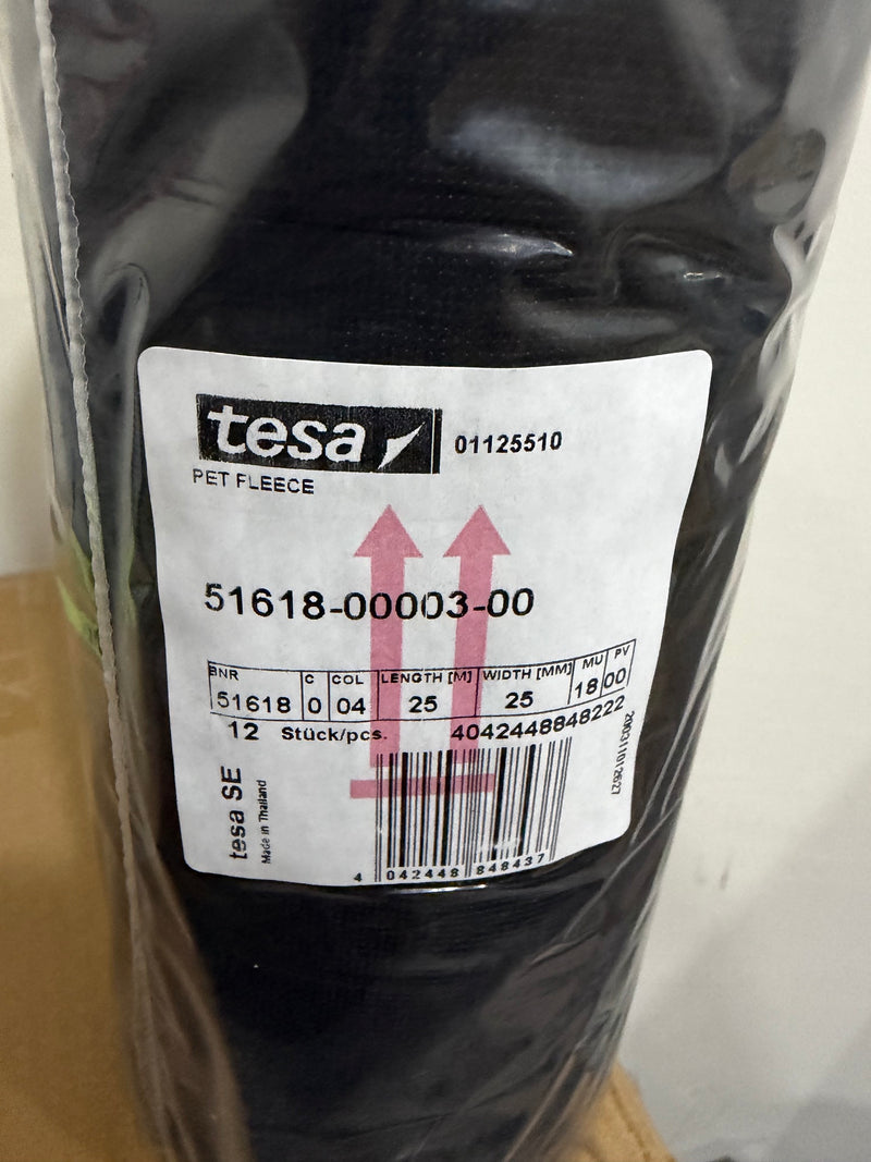 tesa PET Fleece Wire Harness Tape (51618): 5/8 in. x 82 ft. (Black) 12pack