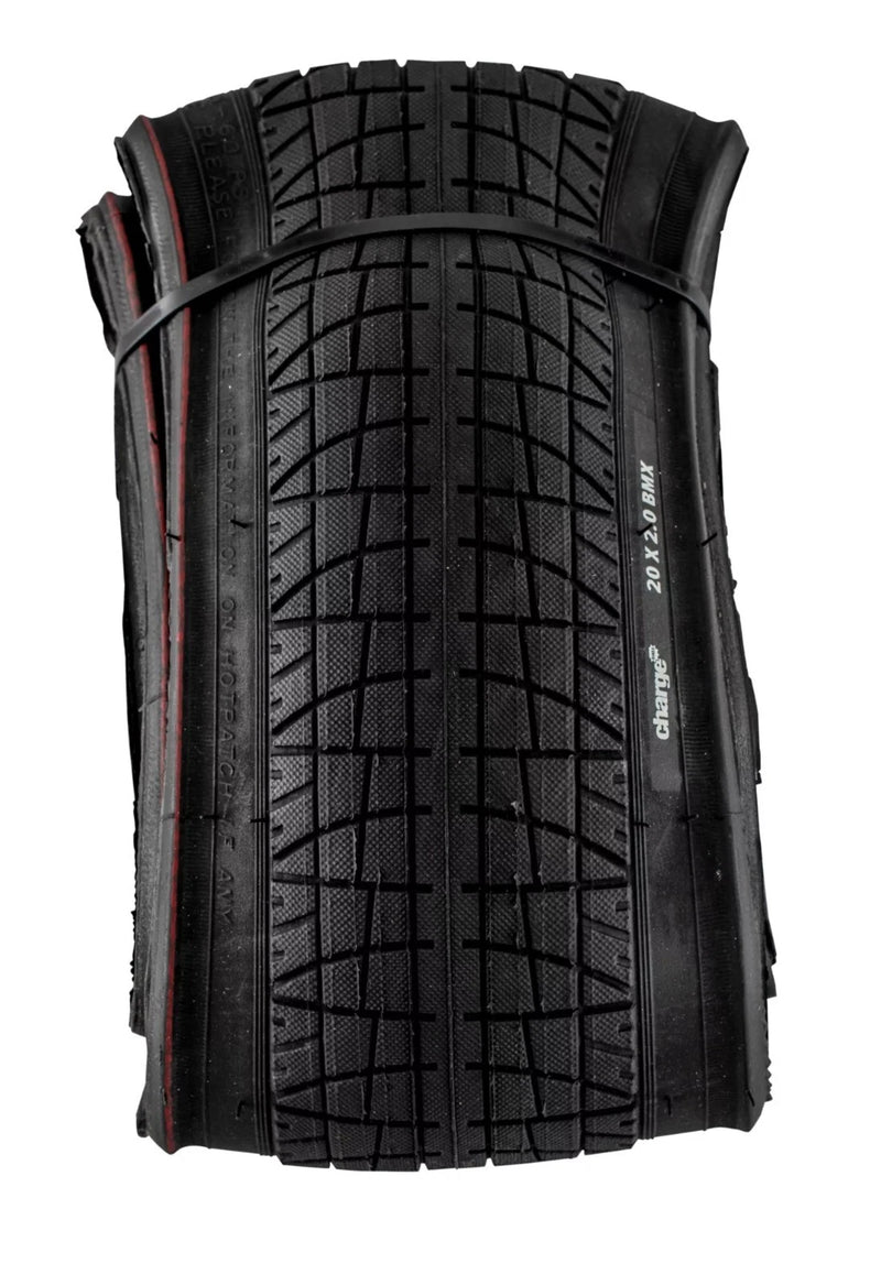 Charge BMX 20" x 2.0" Bike Tire – All-Terrain Square Knob Tread – Black