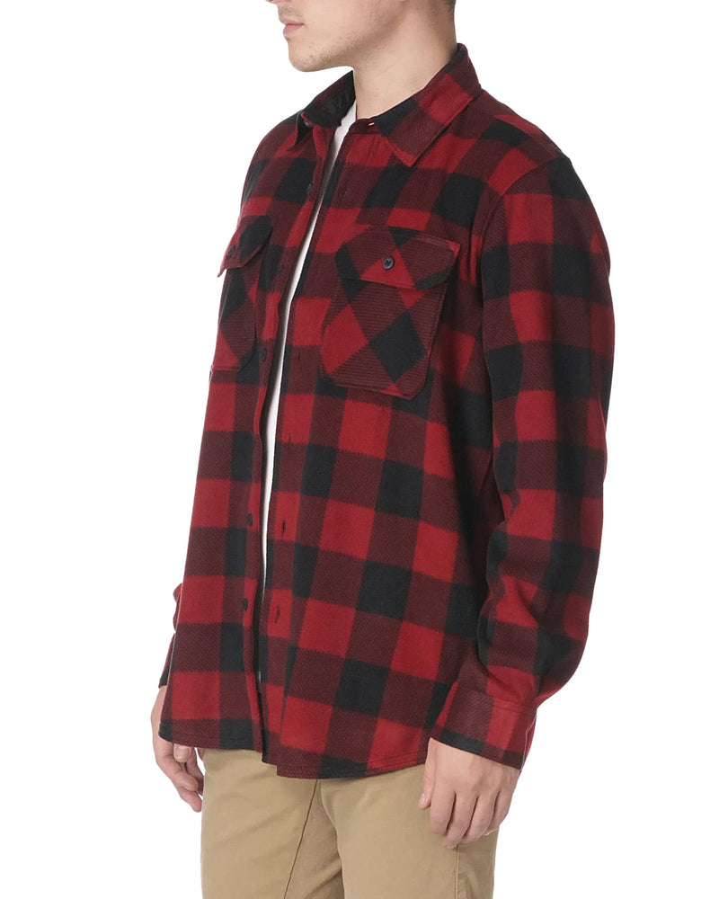 Wrangler Authentics Men's Long Sleeve Heavyweight Fleece Shirt, Red Buffalo Plaid, 3X-Large