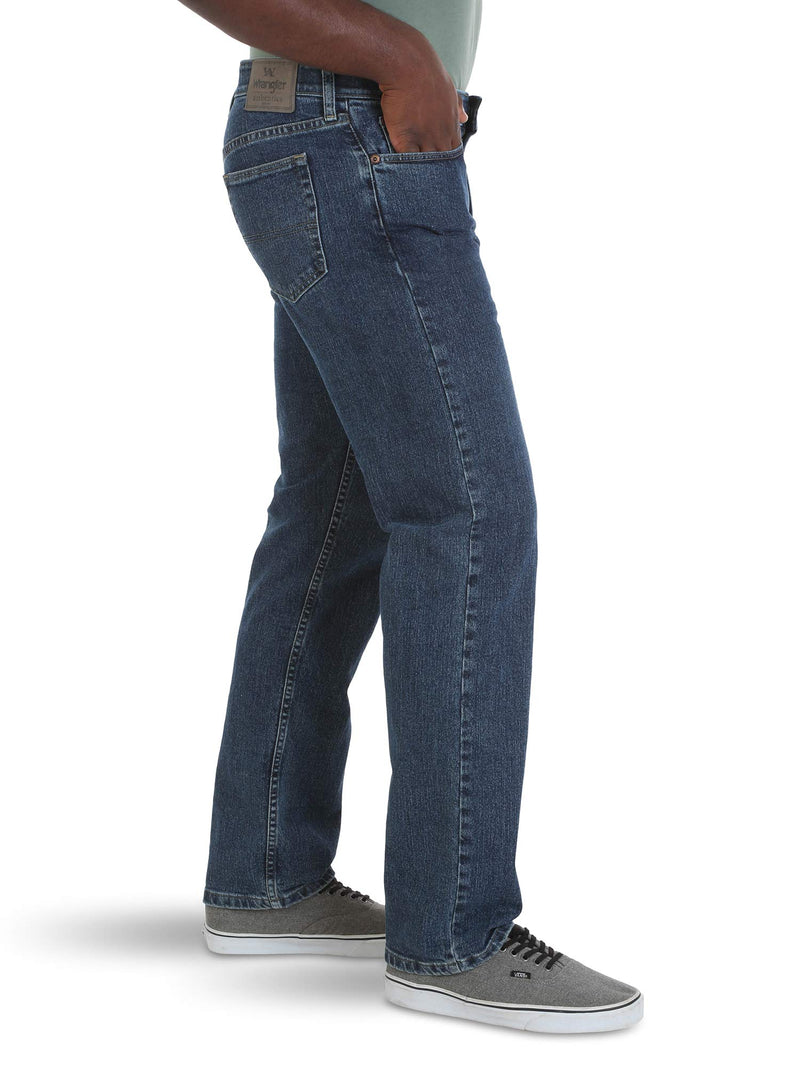 Wrangler Authentics Men's Comfort Flex Waist Relaxed Fit Jean, Dark Stonewash, 34W x 32L