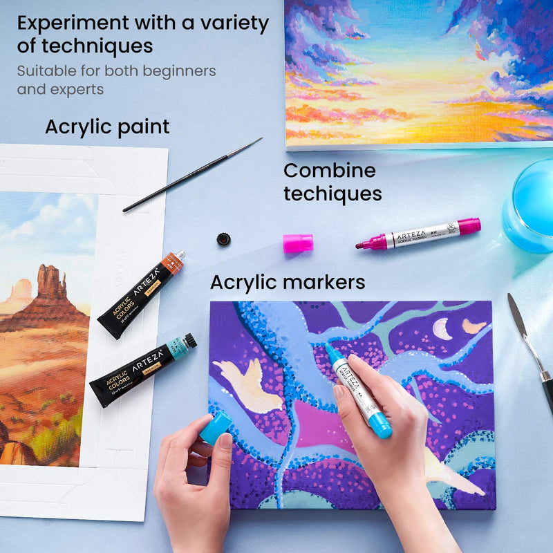 Arteza DIY Foldable Canvas Frame, Acrylic, 8" x 11" - 20 Sheets