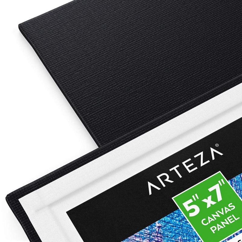 Arteza Classic Canvas Panels, Black, 5" x 7" - Pack of 14