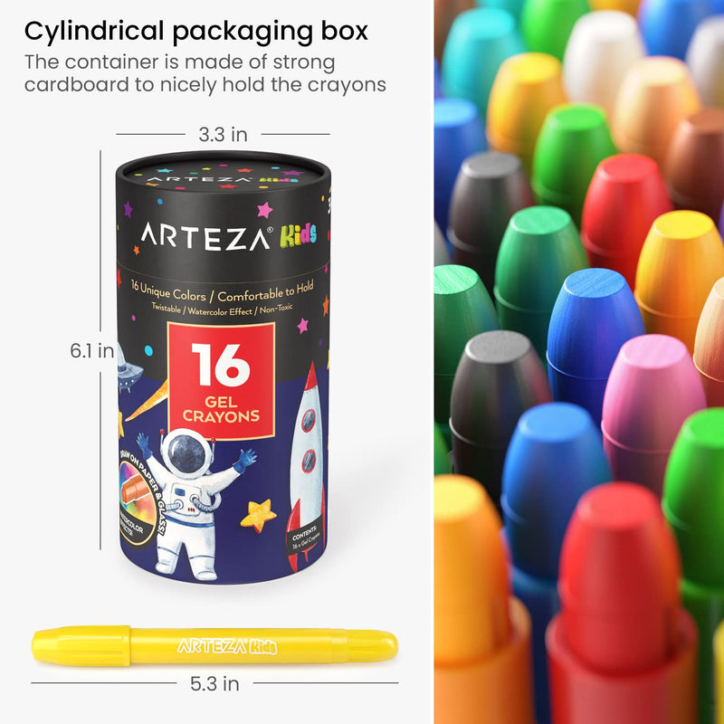 Arteza Kids Twistable Gel Crayons, Set of 16