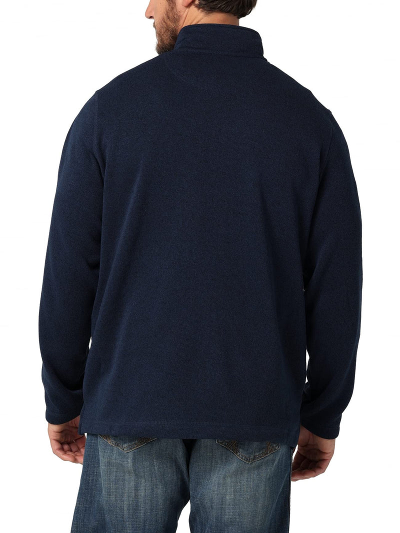Wrangler Authentics Men's Long Sleeve Fleece Quarter-Zip, Mood Indigo, X-Large