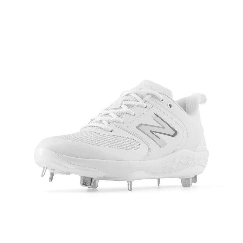 New Balance Women's Fresh Foam Velo V3 Softball Shoe, White/Rain Cloud, 13