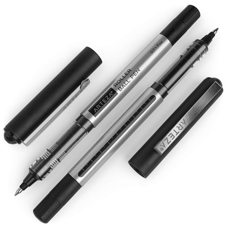 Arteza Roller Ball Pens, Black, 0.7mm Nib - 20 Pack