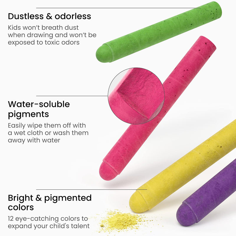 Arteza Kids Chalk with Holders - Set of 12