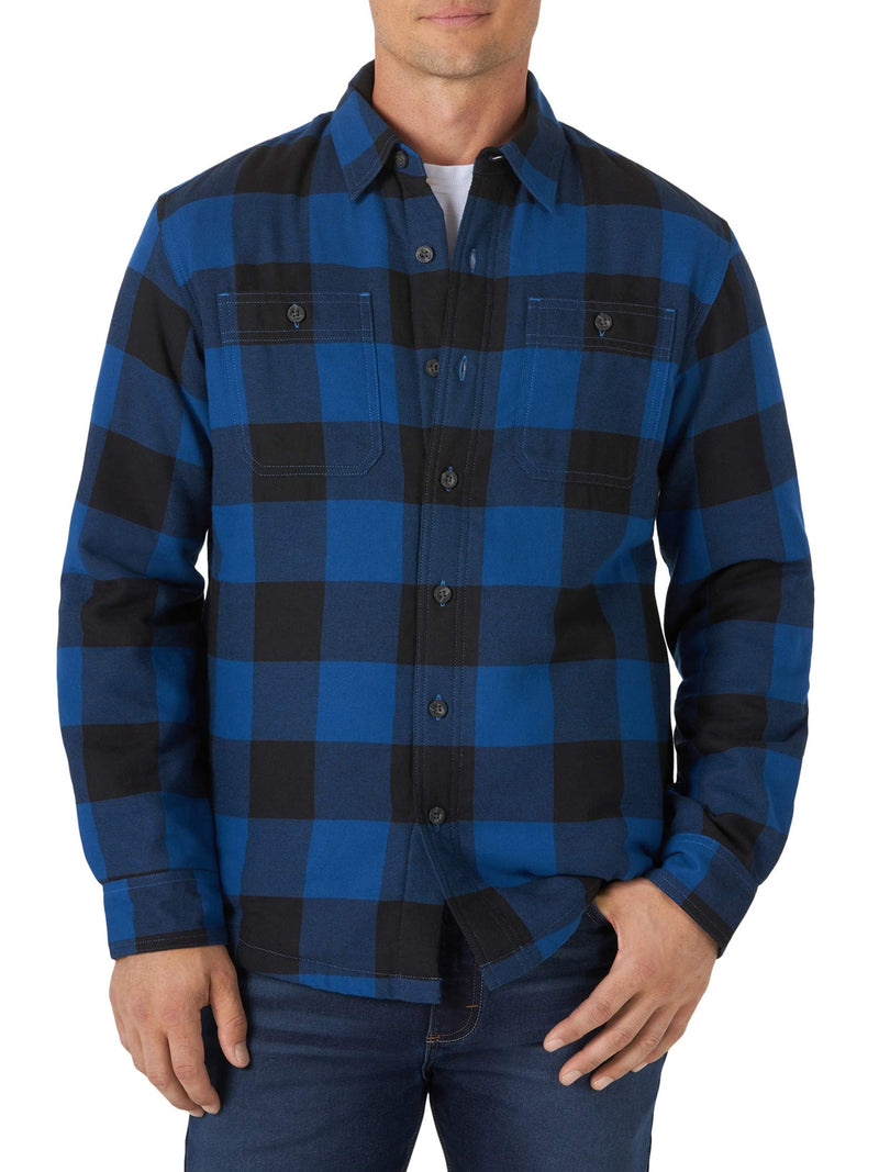 Wrangler Authentics Men's Long Sleeve Sherpa Lined Shirt Jacket, Blue Buffalo, XX-Large