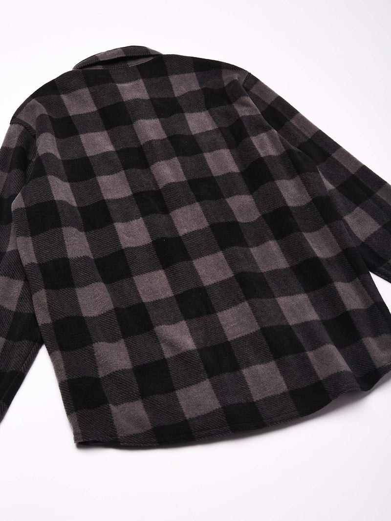 Wrangler Authentics Men's Long Sleeve Heavyweight Fleece Shirt, Gray Buffalo Plaid, 3X-Large