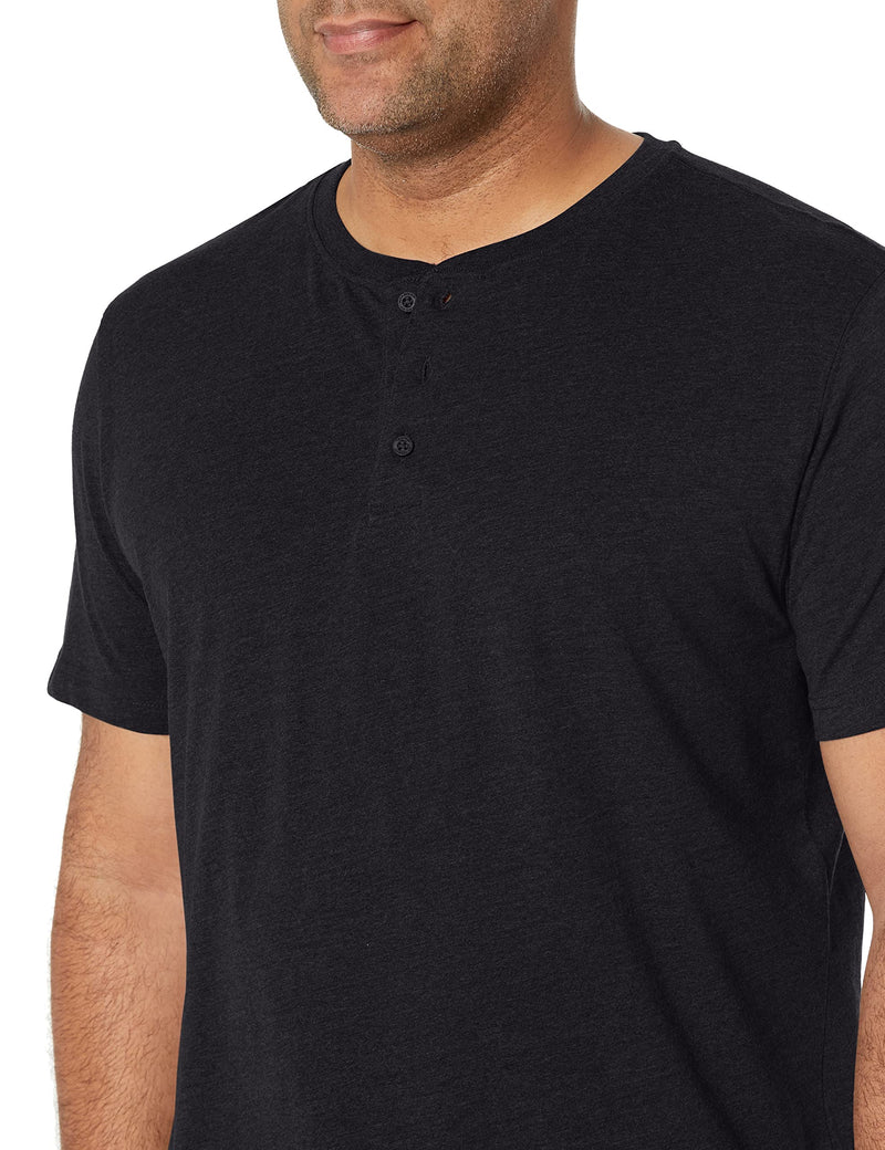 Wrangler Authentics Men's Short Sleeve Henley Tee, Black Onyx, X-Large