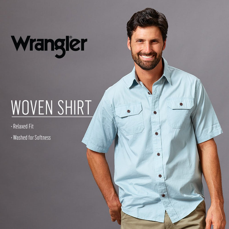 Wrangler Authentics mens Short Sleeve Classic Woven Shirt, Sea Spray Chambray, Large US
