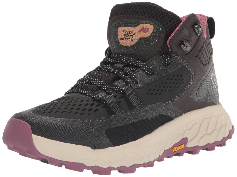 New Balance Women's Fresh Foam X Hierro V1 Mid-Cut Trail Running Shoe, Black/Raisin, 5