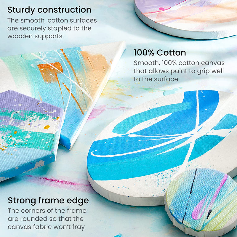 Arteza Mixed Shape Canvases, Multi-Pack Big Sizes - Set of 10