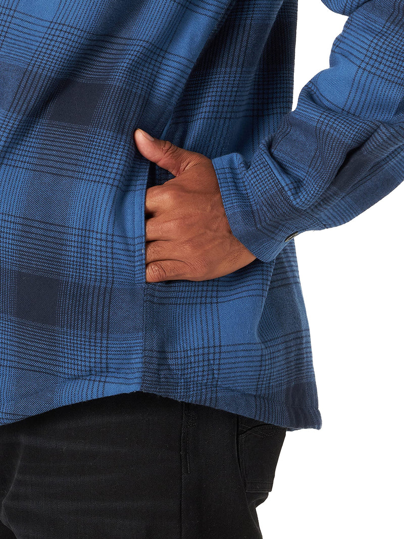Wrangler Authentics Men's Long Sleeve Sherpa Lined Shirt Jacket, Admiral Blue, Large