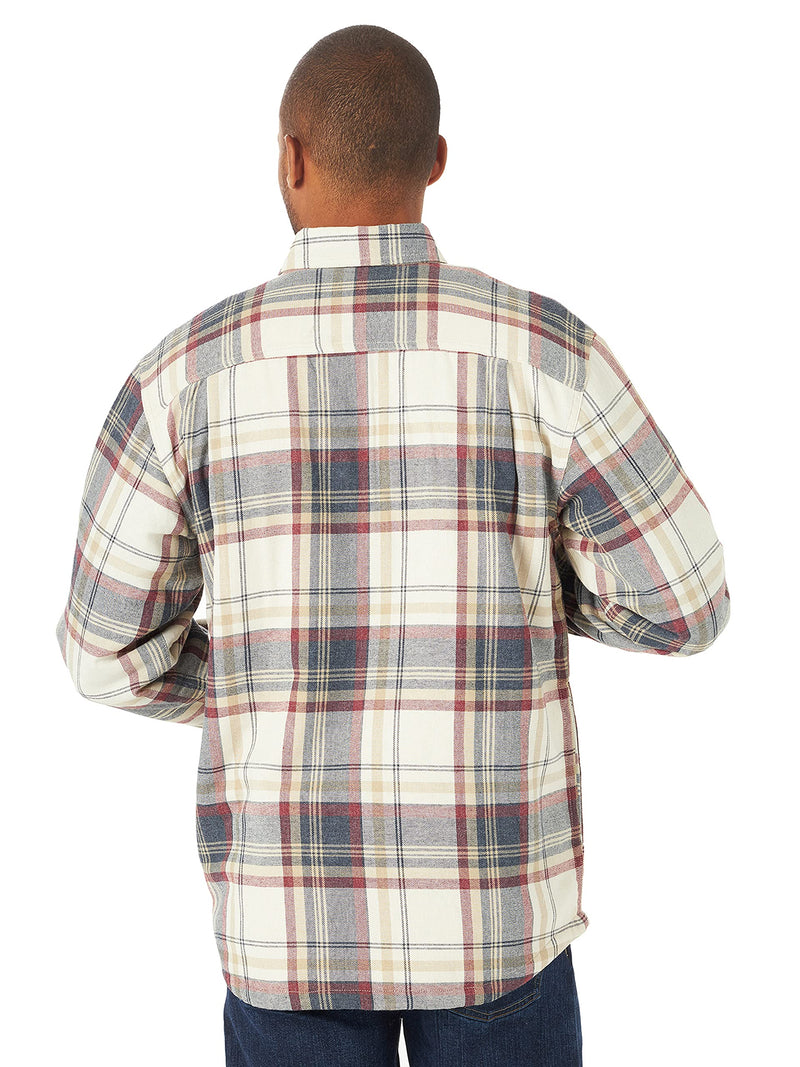 Wrangler Authentics Men's Long Sleeve Sherpa Lined Shirt Jacket, Light Beige Heather, Small