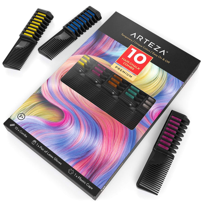 Arteza Hair Chalk Combs, Assorted Colors, set of 12