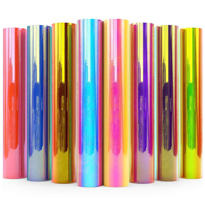 Arteza Holographic Self Adhesive Vinyl, Red & Pink Tones, 12" x 12" - Set of 8