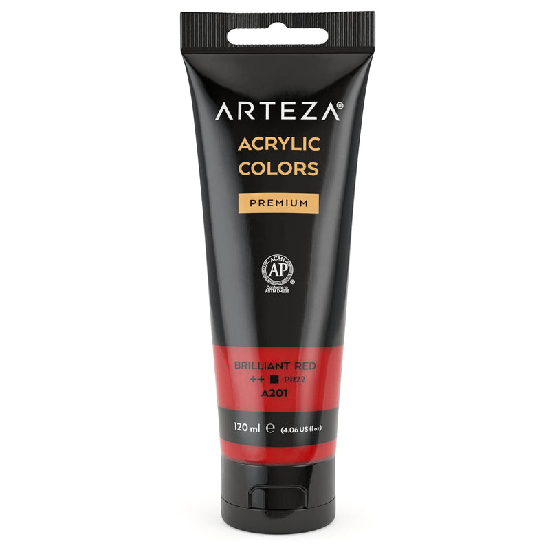 Arteza Acrylic Paint, 4oz Tube - Brilliant Red A142