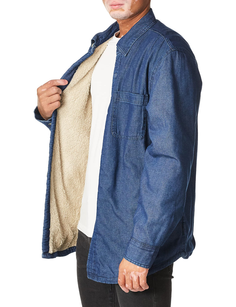 Wrangler Authentics Men's Long Sleeve Sherpa Lined Denim Shirt Jacket, Indigo, Large